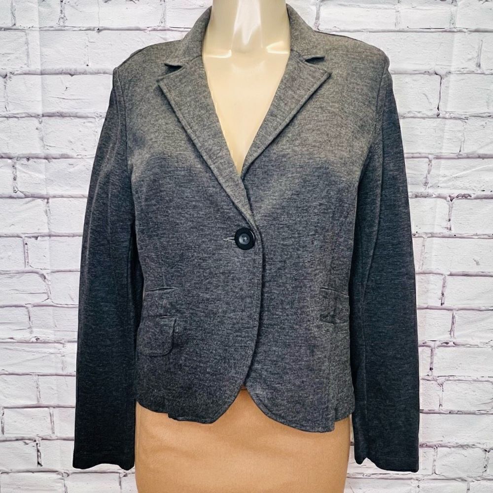 CAbi Women's Gray Notch Lapel Long Sleeves Single Breasted Blazer Size 12